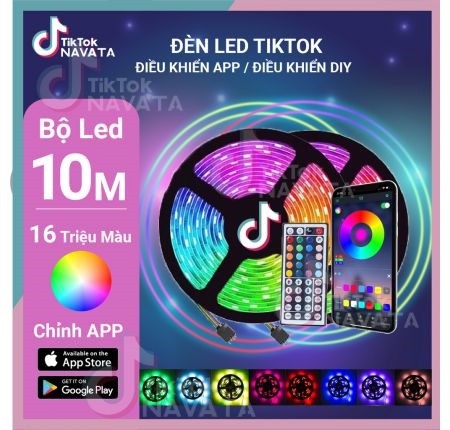 DÂY ĐÈN LED NHIỀU MÀU 10M TIKTOK CHỐNG NƯỚC - DÙNG APP VÀ REMOTE