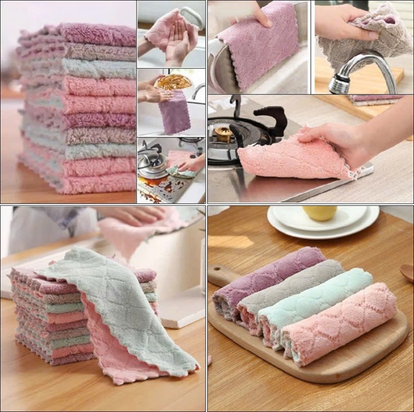 set 10 khăn lau nhỏ mẫu trơn