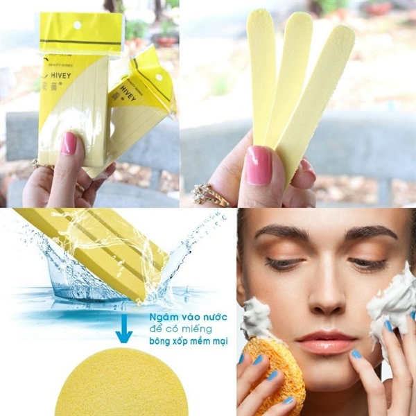 Bọt Biển Rửa Mặt Bông Nở Chivey Nhật Túi 12 Miếng