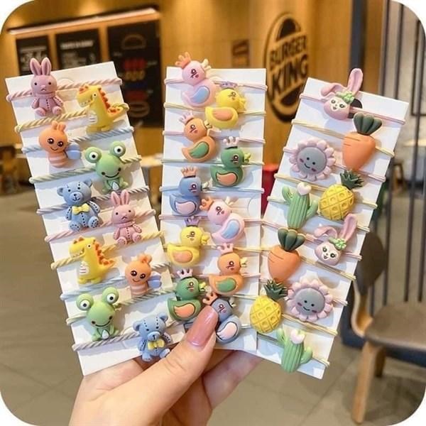 Set 10 dây cột tóc hoạt hình cho bé cute