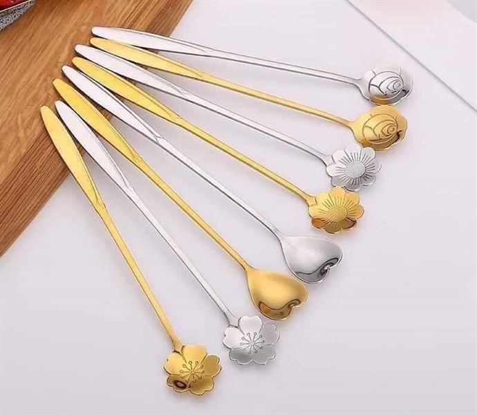 set 8 muỗng mạ vàng bạc sang trọng