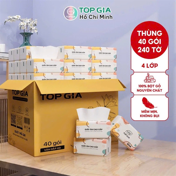 Giấy ăn đa sắc Topgia (thùng 40 GÓI)