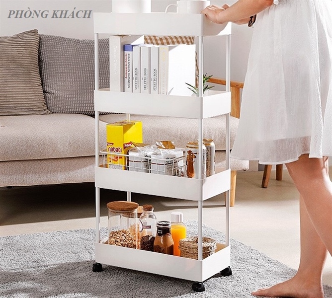 Kệ đẩy đa năng 4 tầng có bánh xe