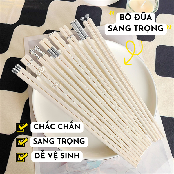 hộp 5 đôi đũa kiểu sang trọng bằng sợi thủy tinh kháng khuẩn
