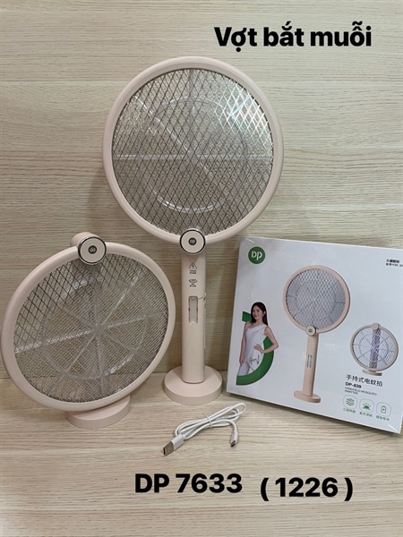 vợt muỗi gấp gọn có đèn led kèm đế sạc dp-839