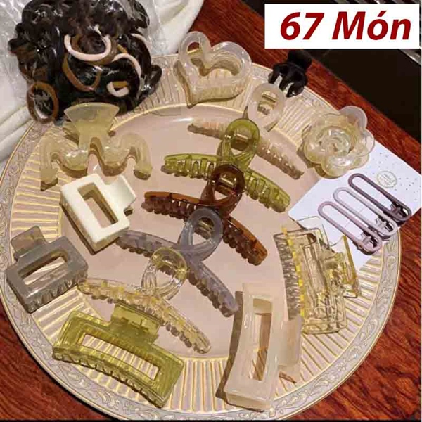 Combo 67 món kẹp tóc hot trend 2023 (17 kẹp tóc + 50 thun cột)