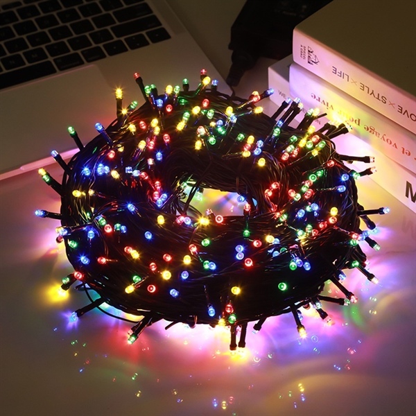 Dây đèn bóng tiêu lục giác 50m 200 bóng chớp nháy 7 màu