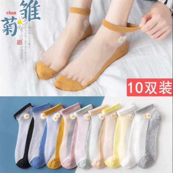 set 10 đôi tất ren hoạ tiết hoa cúc