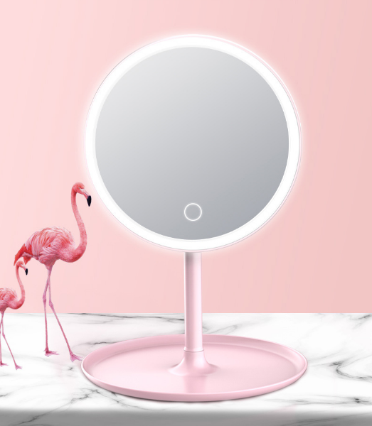gương tròn trang điểm đèn led thời trang kích thước 28x18cm