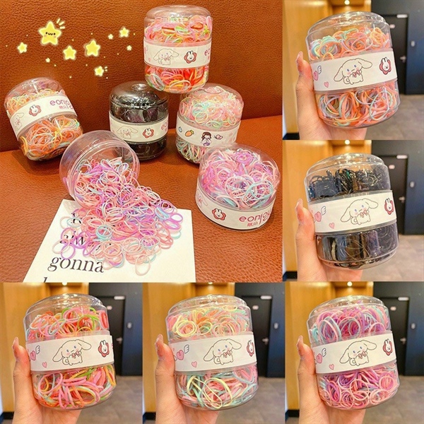 hộp 1000 dây cột tóc cho bé co giãn nhiều màu