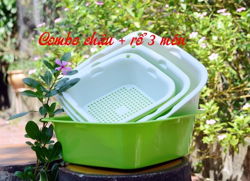 Bộ thau rổ 6 món hàng Việt Nam loại dày đẹp