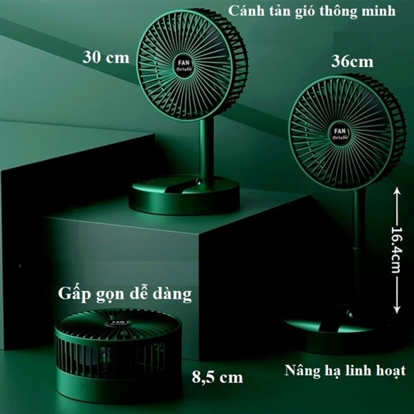 quạt tích điện gấp gọn supeer có pin