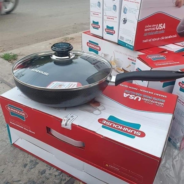 Chảo sâu lòng nắp kính Sunhouse