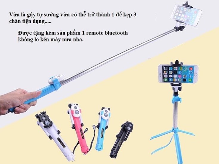 gậy chụp hình 3 chân WXY-01 có remote loại rẻ