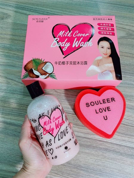 Sữa tắm kích trắng Souleer Hàn Quốc tặng kèm bông tắm cute