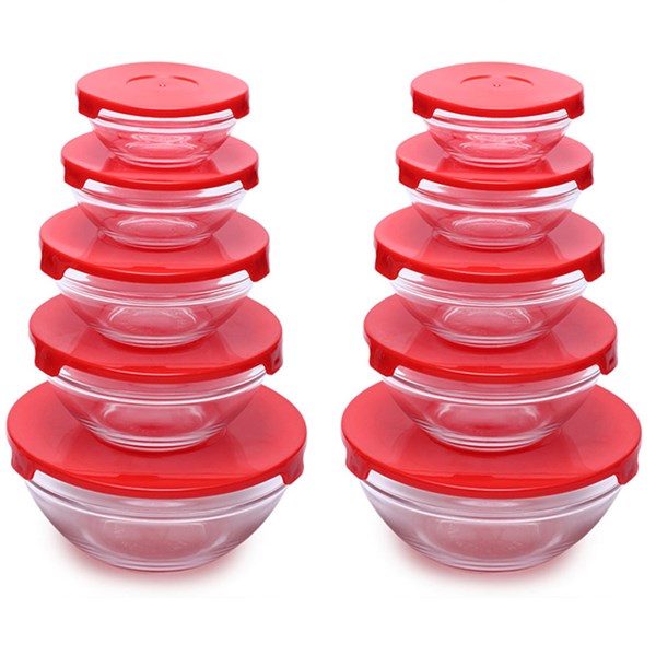 bộ tô thủy tinh 5 cái có nắp