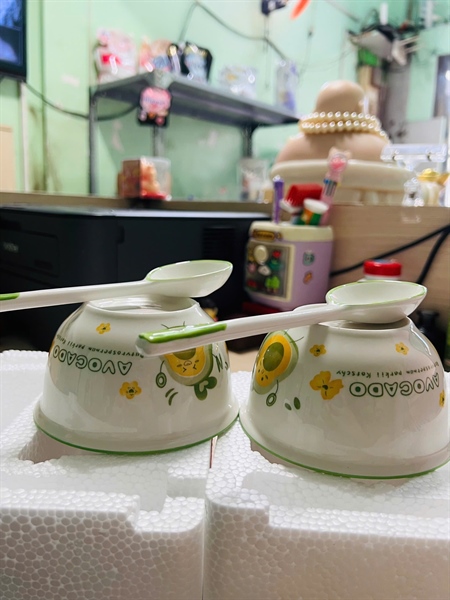 Bộ 2 chén + 2 thìa sứ