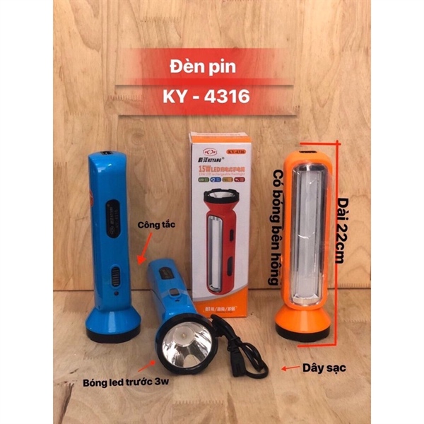 Đèn pin 2in1 Keyang KY-4316 dùng pin sạc