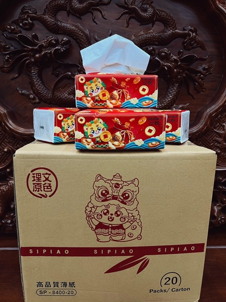 Giấy rút gấu trúc Sipiao mẫu mừng Xuân nội địa Trung xịn thùng 20 gói 4 lớp
