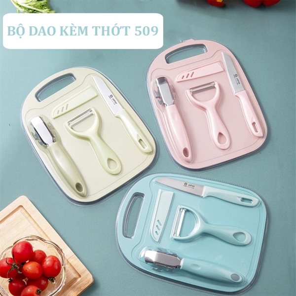 Bộ dao kèm thớt mini 4in1 Japan
