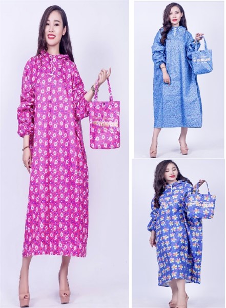 Áo mưa vải dù in hoa cao cấp (Áo mưa bít bông)