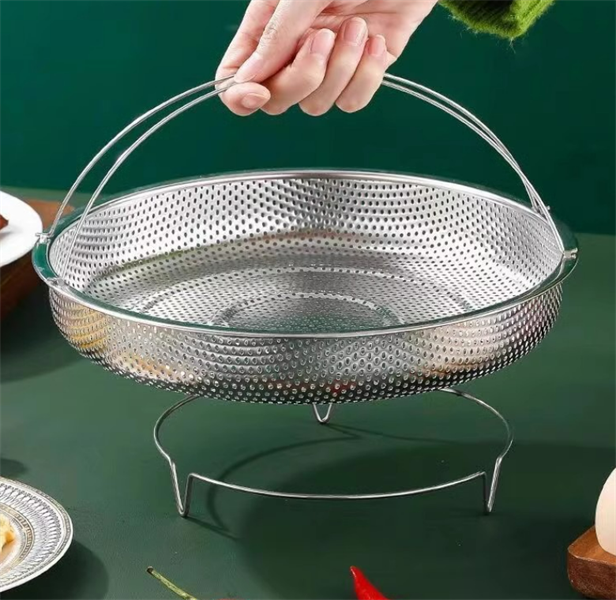 KHAY HẤP THỨC ĂN INOX 22.5CM CÓ QUAI XÁCH