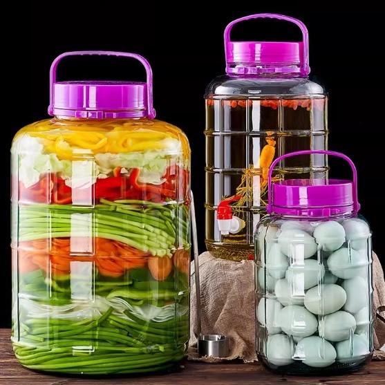 Hũ thuỷ tinh nắp tím có quai 8L