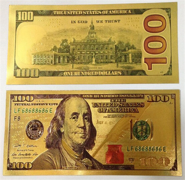 tiền 100 USD mạ vàng