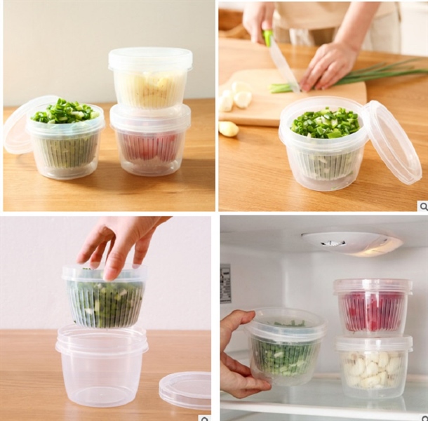 Hộp tròn có nắp bảo quản rau củ tủ lạnh 11x8.5cm