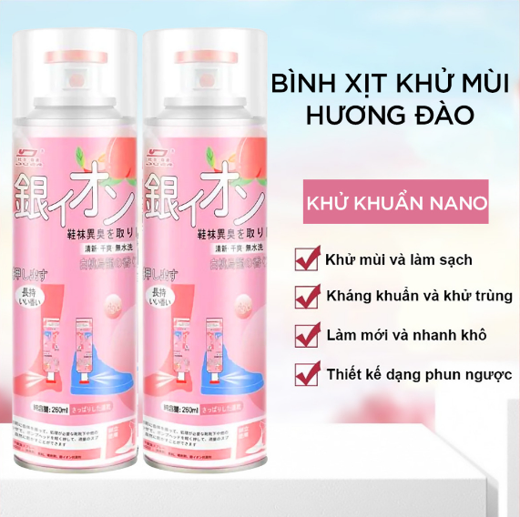 xịt khử mùi hôi giày hương đào 260ml