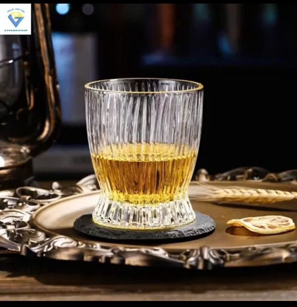 Bộ 6 ly thủy tinh sọc viền vàng