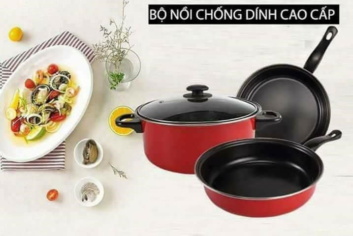 Bộ nồi chảo 3 cái chống dính