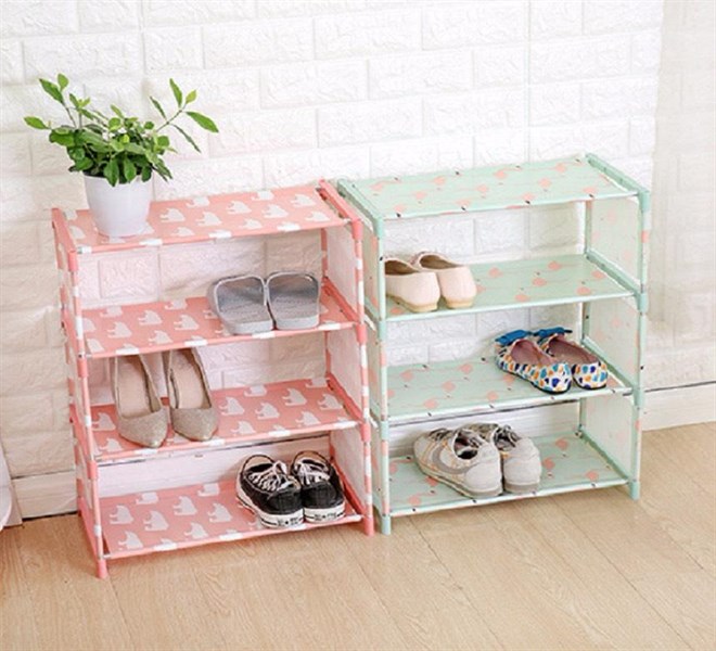 kệ giày lắp ráp 4 tầng hoa văn