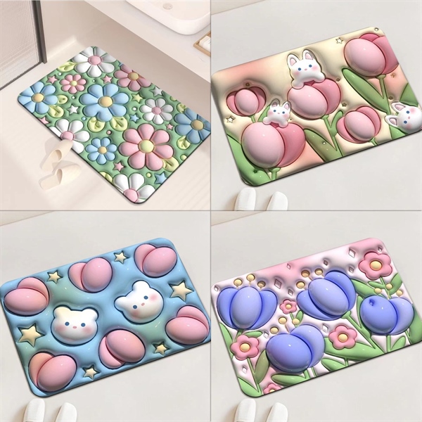 Thảm đa sắc hoạ tiết 3d cute bằng silicon chống thấm tốt
