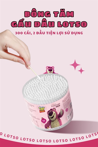 hộp 300 cây tăm bông gấu lotso