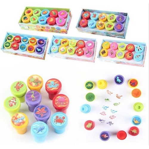 Set 10 con dấu hoạt hình đồ chơi cho bé