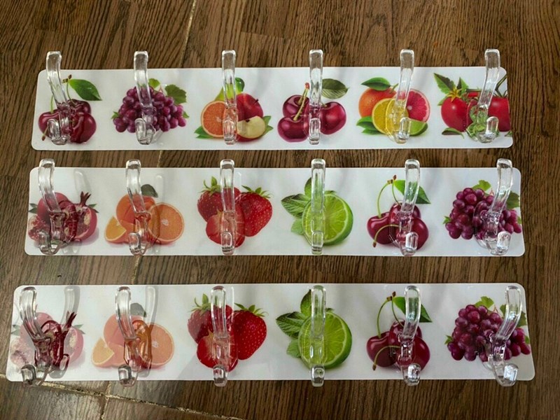 Thanh 6 móc dán tường siêu dính hình trái cây