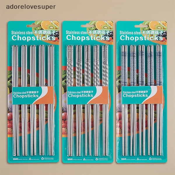 Set 5 Đôi Đũa Inox Chống Trượt Chopsticks