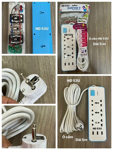 Ổ điện 6 ổ cắm 3 cổng usb chịu tải cao TP53U dây dài 5m