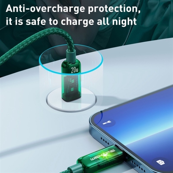 cáp sạc nhanh 20w iphone trong suốt có led WEKOME WDC-181