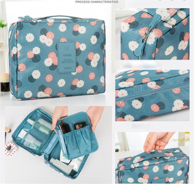 túi đựng mỹ phẩm du lịch cầm tay mini siêu gọn hoa văn