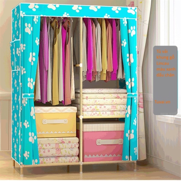 Tủ Vải khung gỗ 2 buồng hàng Việt Nam chắc chắn