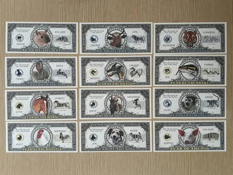 bộ tiền 12 con giáp mệnh giá 1tr usd