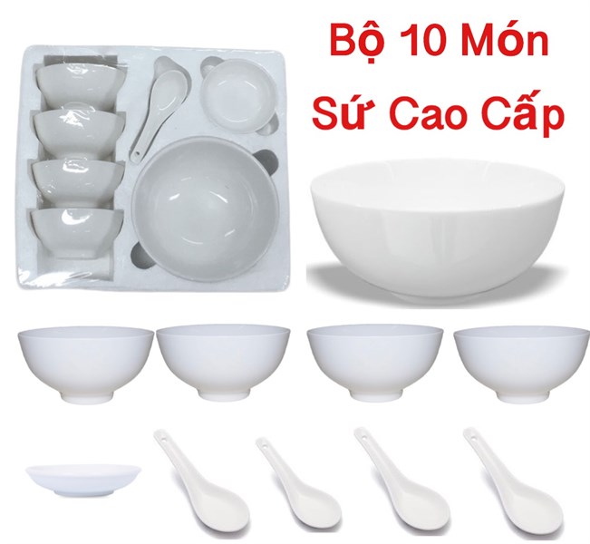bộ tô chén dĩa 10 món sứ cao cấp