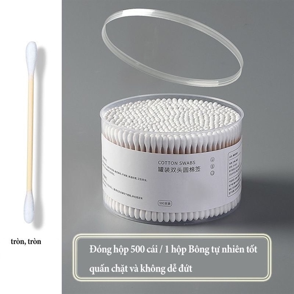 Hộp 500 tăm bông thân gỗ kháng khuẩn