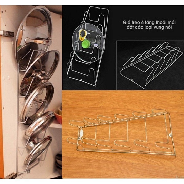 Giá treo vung nồi 7 tầng inox