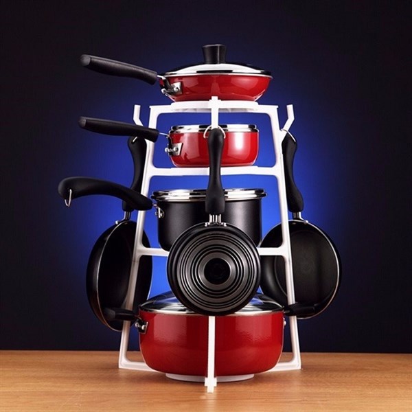 kệ để nồi chảo 3 tầng có móc treo Tashuan