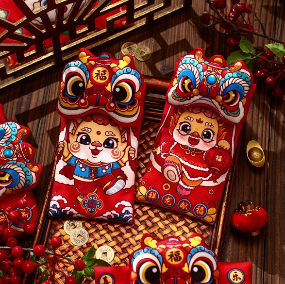 túi đeo lì xì hình rồng bằng vải nhung cao cấp cho bé