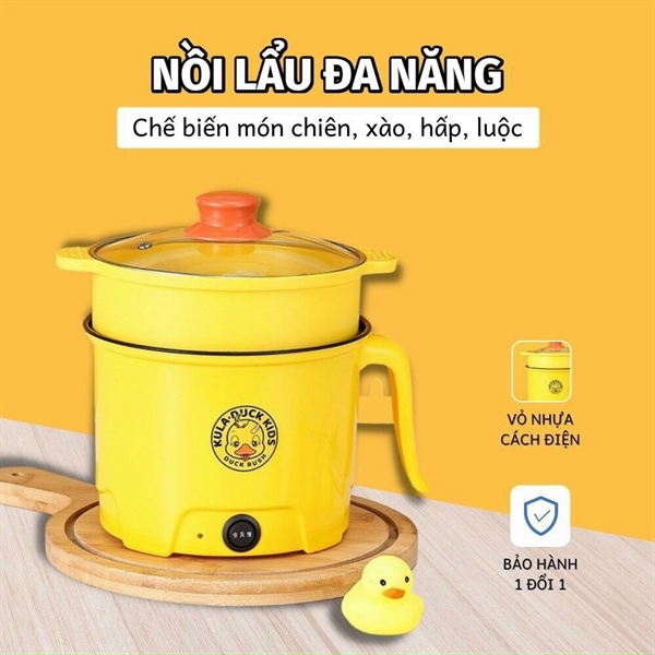Nồi lẩu điện mini vịt vàng 18cm kèm lồng hấp