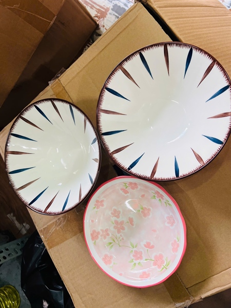 set 2 tô loe + dĩa hoa anh đào